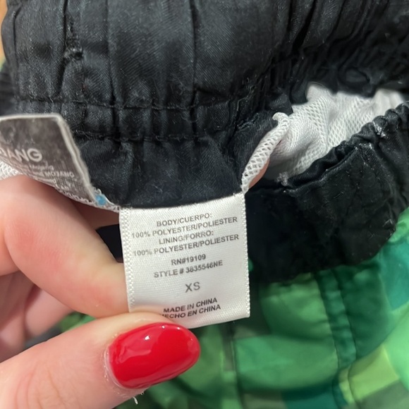 Minecraft Boys Swim Trunks Green and Black Size Extra Small - Picture 3 of 3